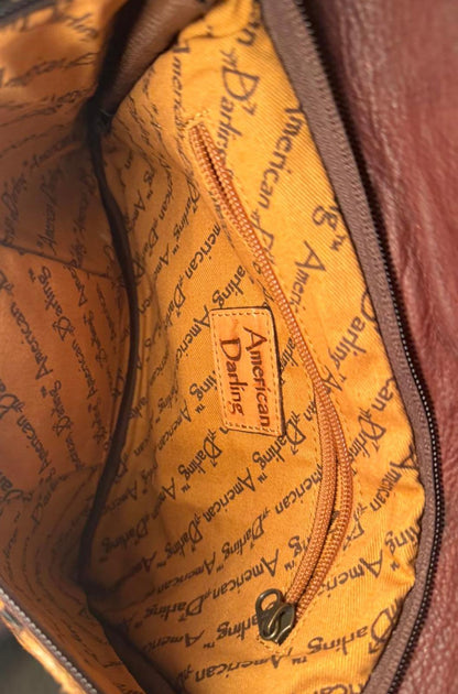 American Darling Envelope Hand Tooled Hair On Leather Crossbody Bag