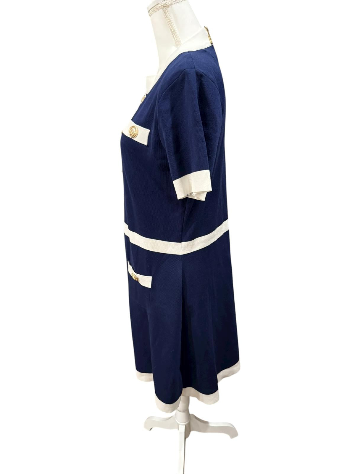 Alexia Admor Beatrix Navy & Cream Knit Dress, Size XL
