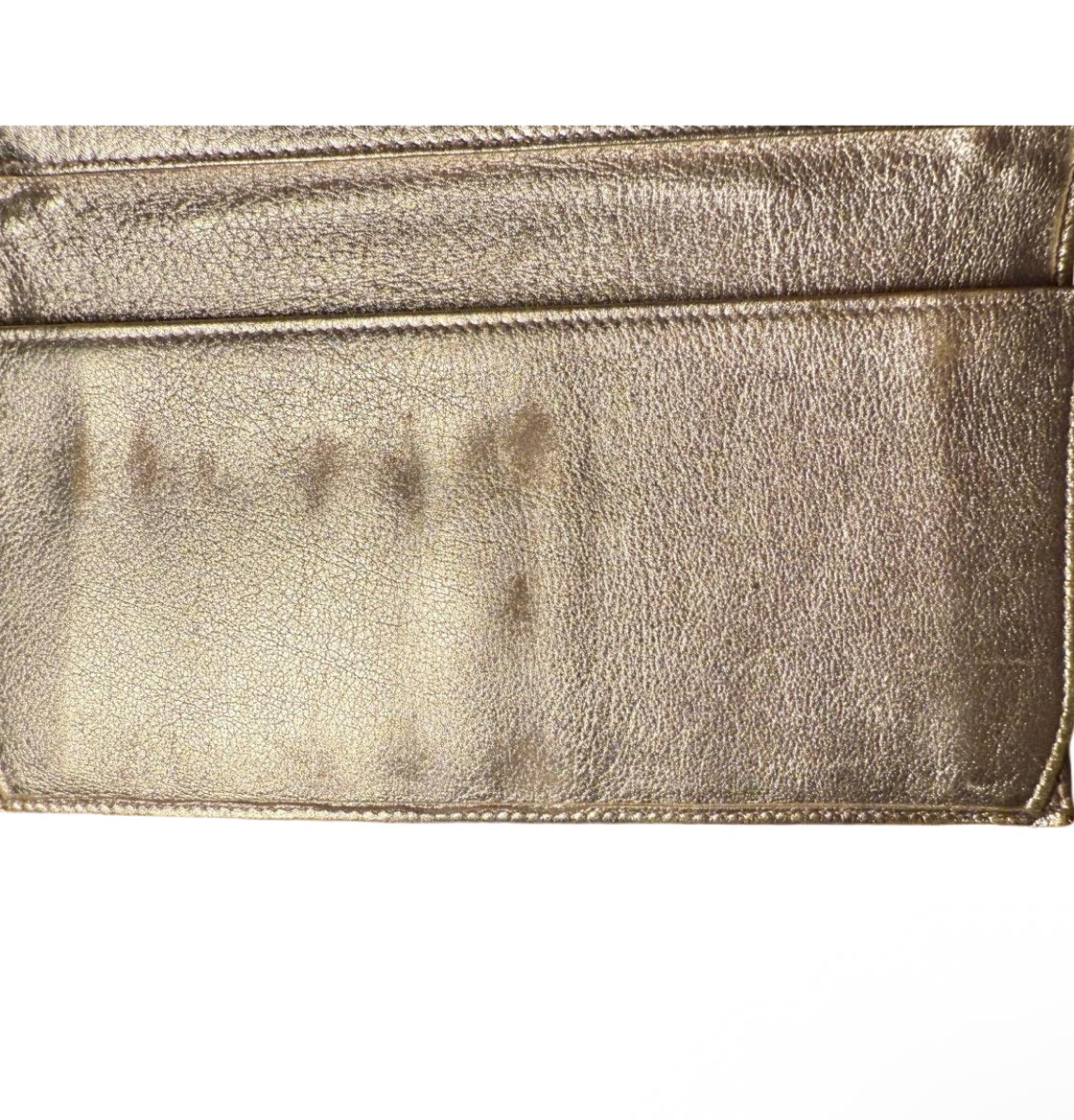 Gucci Wallet Womens Beige Metallic Gold Continental GG Canvas