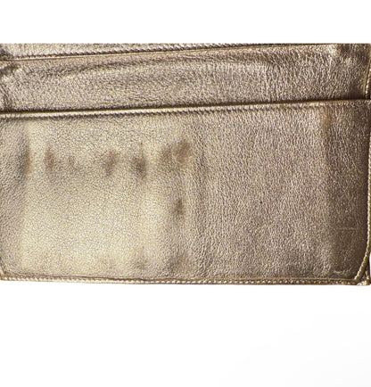 Gucci Wallet Womens Beige Metallic Gold Continental GG Canvas