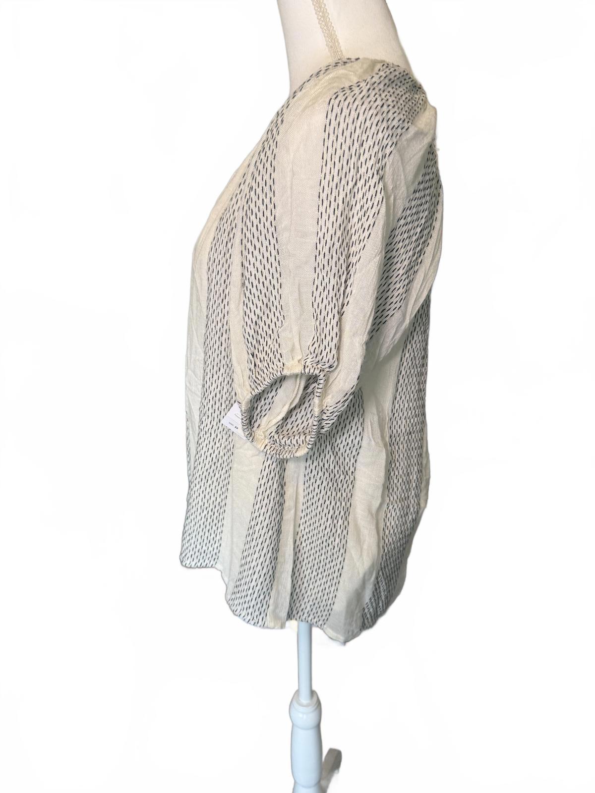 New Liverpool Striped Women's Blouse with Button Front, Medium