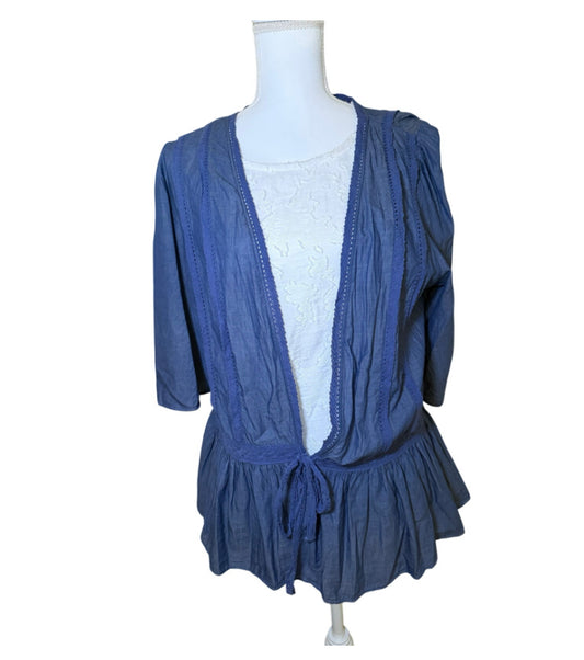 Matilda Jane “Hour by Hour” Chambray Tie Top, Size Large