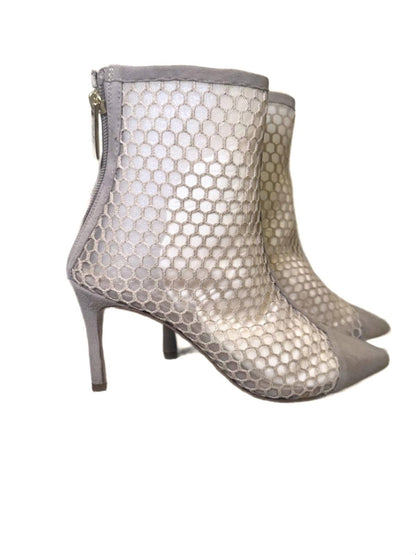 L'Agence Cerise Pointed Toe Bootie In Cashew Suede/Mesh