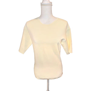ANINE BING Damion Ivory Short Sleeve Crewneck Sweater, Sample NWT New Small