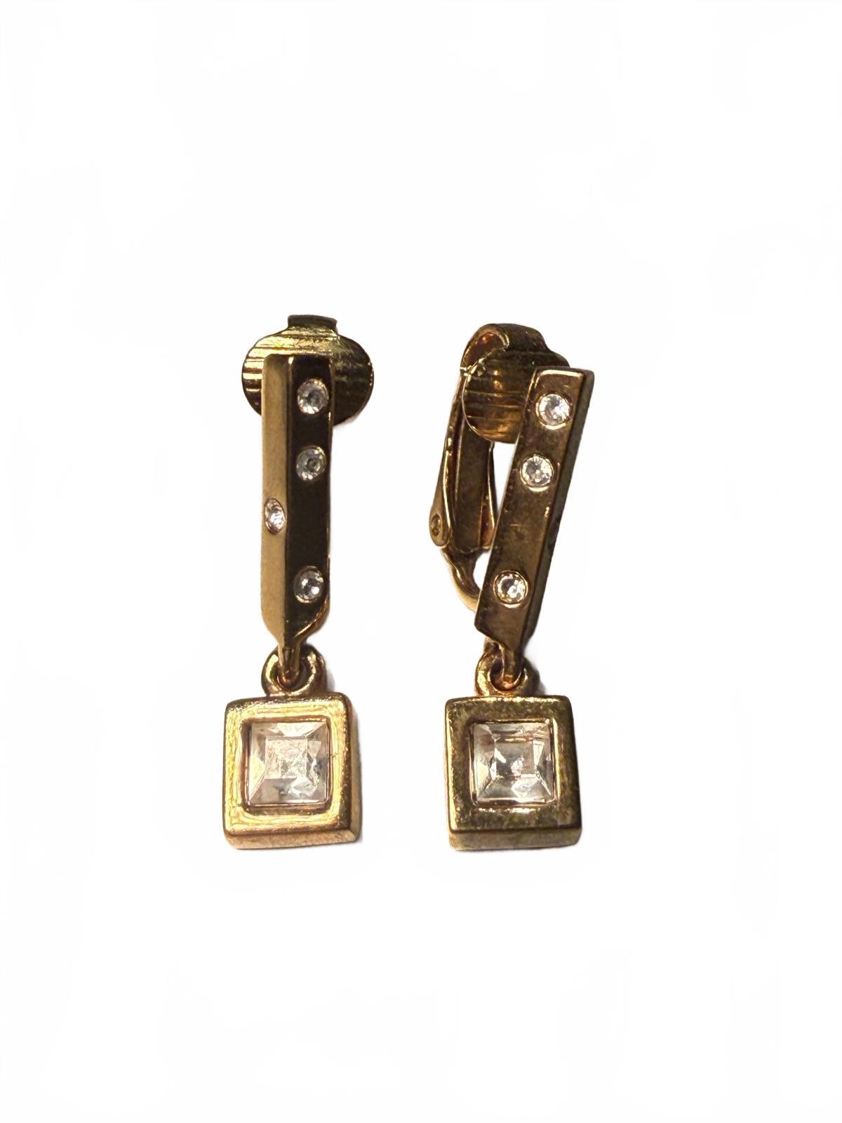 Givenchy Gold Tone Clip-On Earrings with Crystal Accents