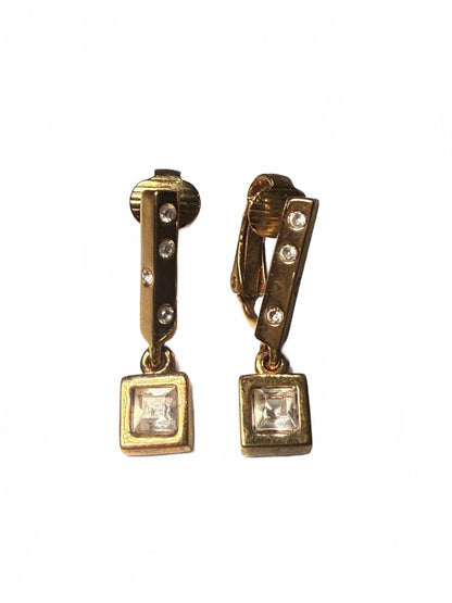 Givenchy Gold Tone Clip-On Earrings with Crystal Accents