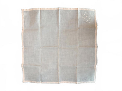New in box, Hermès Light Pink/Peach Evelyn Embroidered Logo Cotton Handkerchief