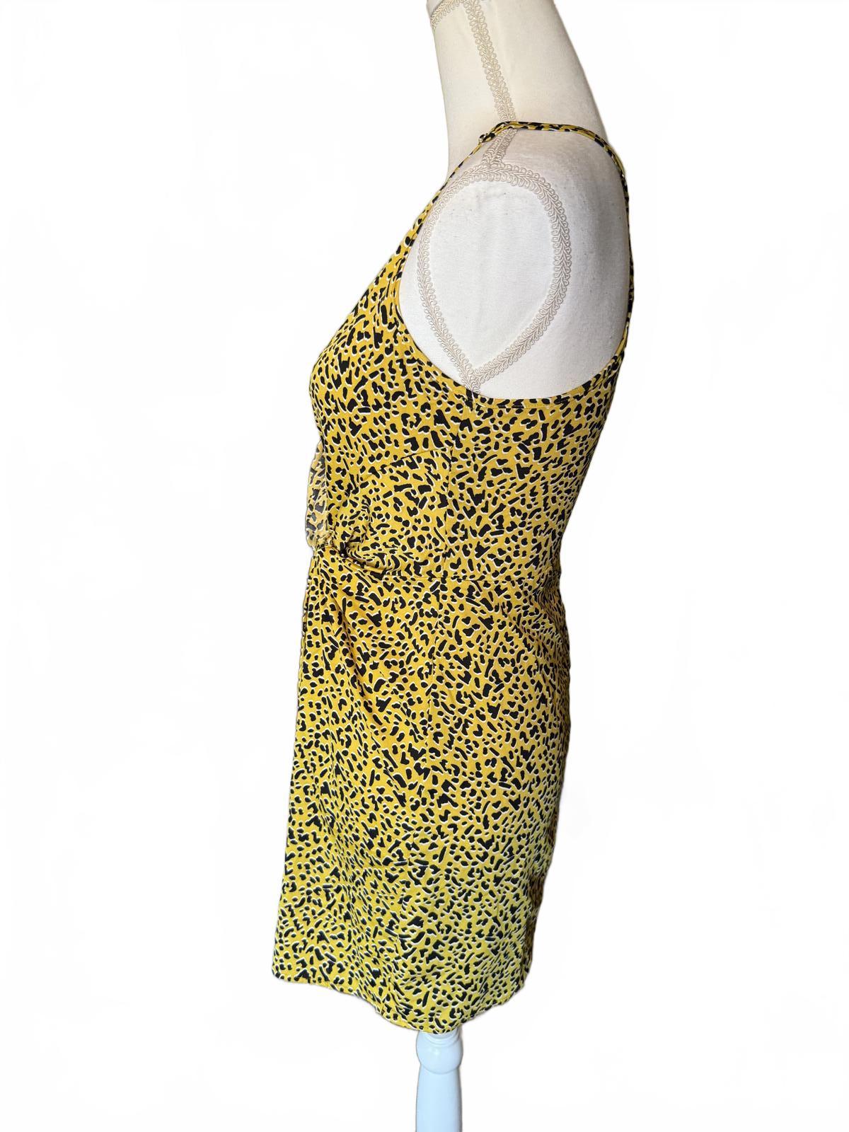 BCBG Yellow and Black Patterned Women's Mini Dress, size 4