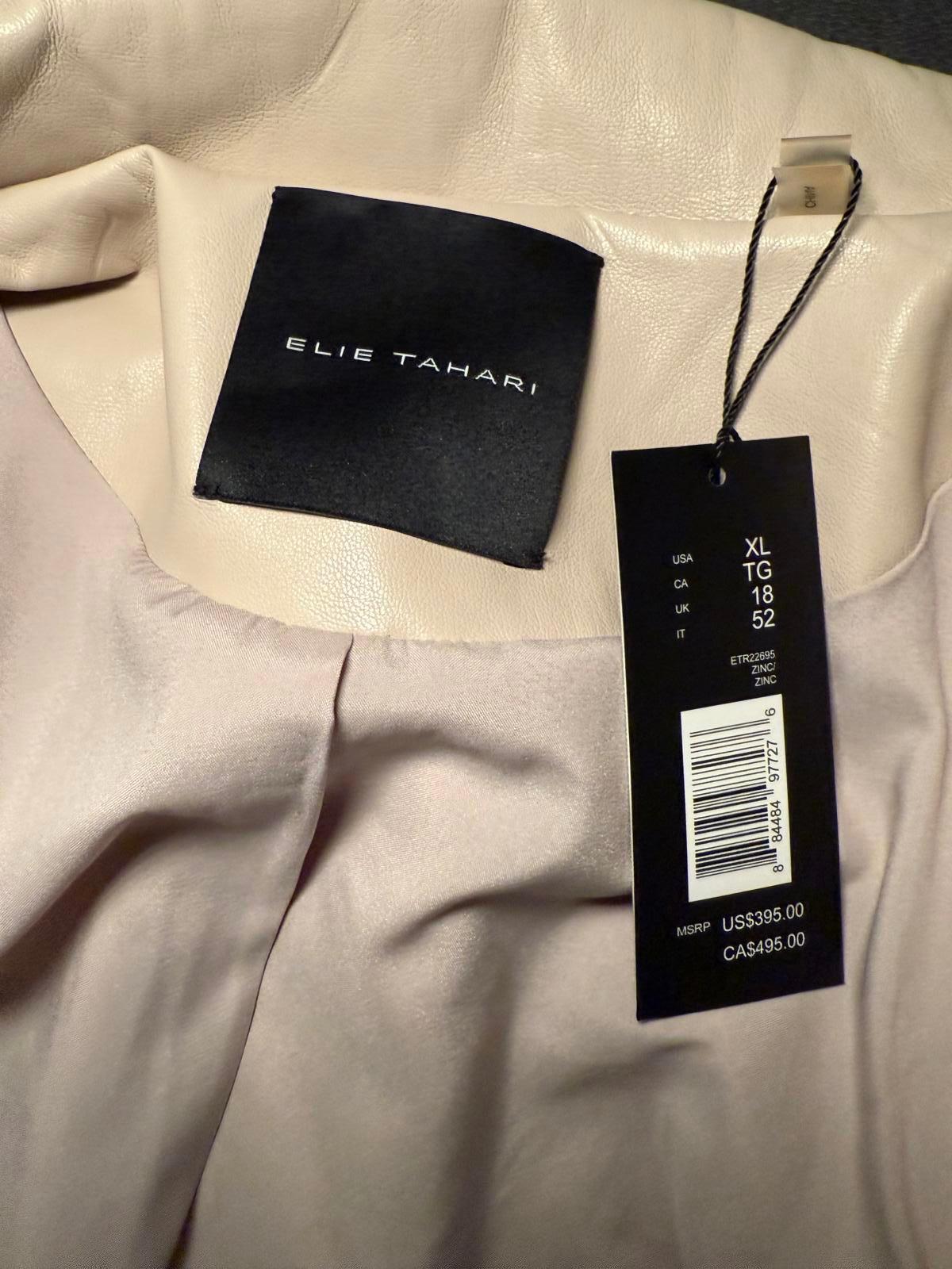 New Elie Tahari Zinc Vegan Leather Zip Up Jacket, size XL