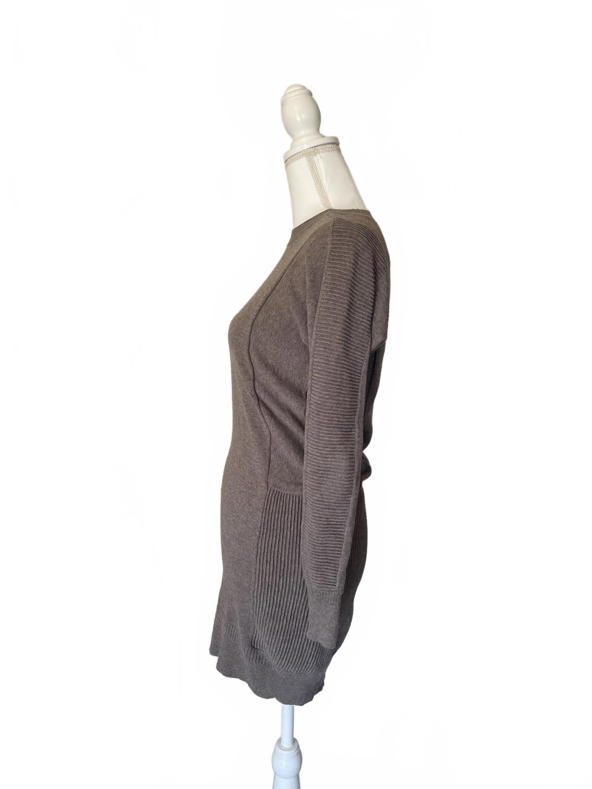 All Saints Long Sleeve Knit Dress in Brown, Size 0