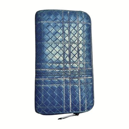 Rare Bottega Veneta Metropolis Leather Zip Wallet in Muted Blue