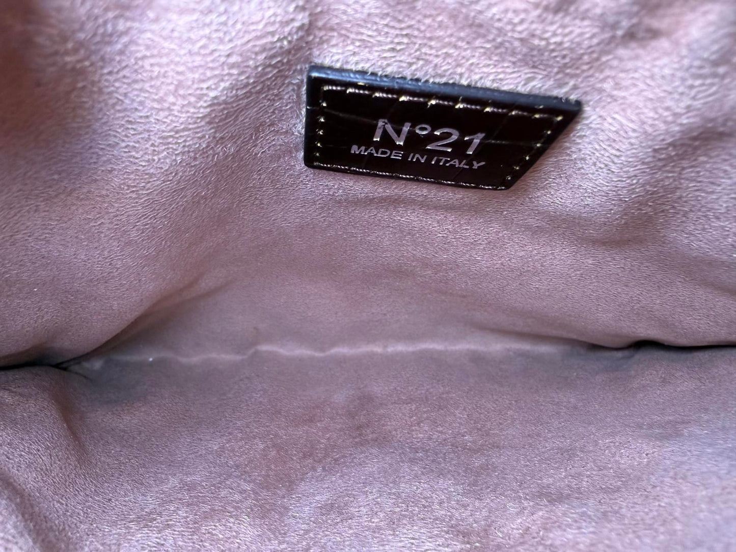 N°21 Croc-Embossed Leather Chain Clutch – Made in Italy