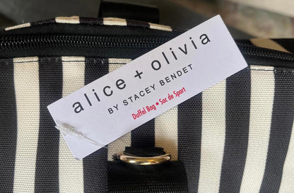 NWT Alice + Olivia Black and White Striped Tote Bag