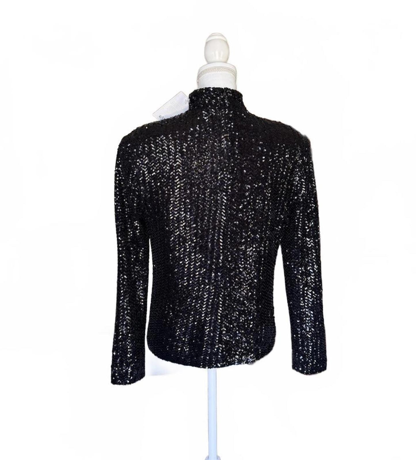 Anine Bing Josephine Black Sequin Top, Small