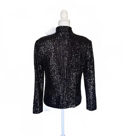 Anine Bing Josephine Black Sequin Top, Small