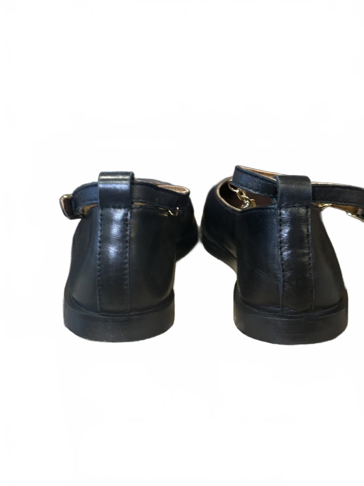 Free People New Mystic Treasures Black Leather Ankle Strap Flats, Size 7