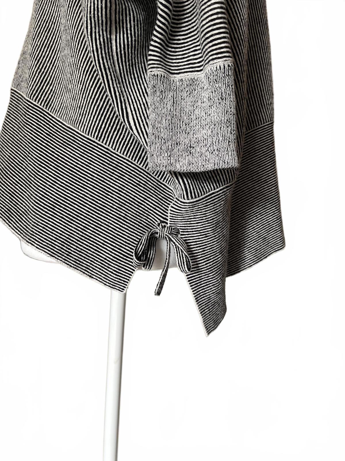 CAbi Women's Black and White Striped Zip-Up Sweater