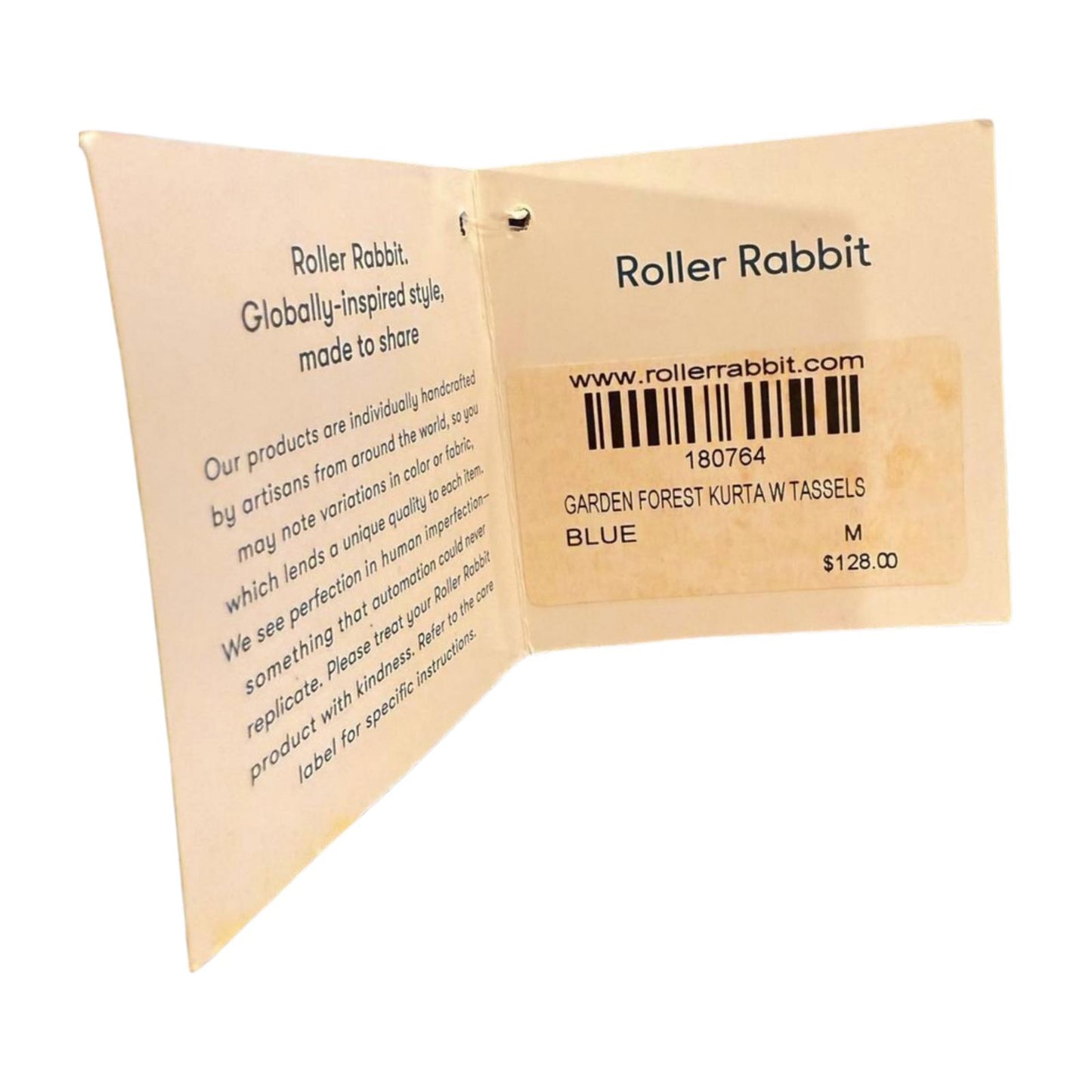New Roller Rabbit Garden Forest Kurta with Tassels - Blue, Medium