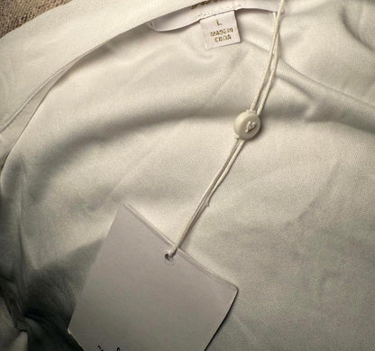 New Lulus Long Sleeve White Wrap Maxi Dress with Button Sleeve Details, Large