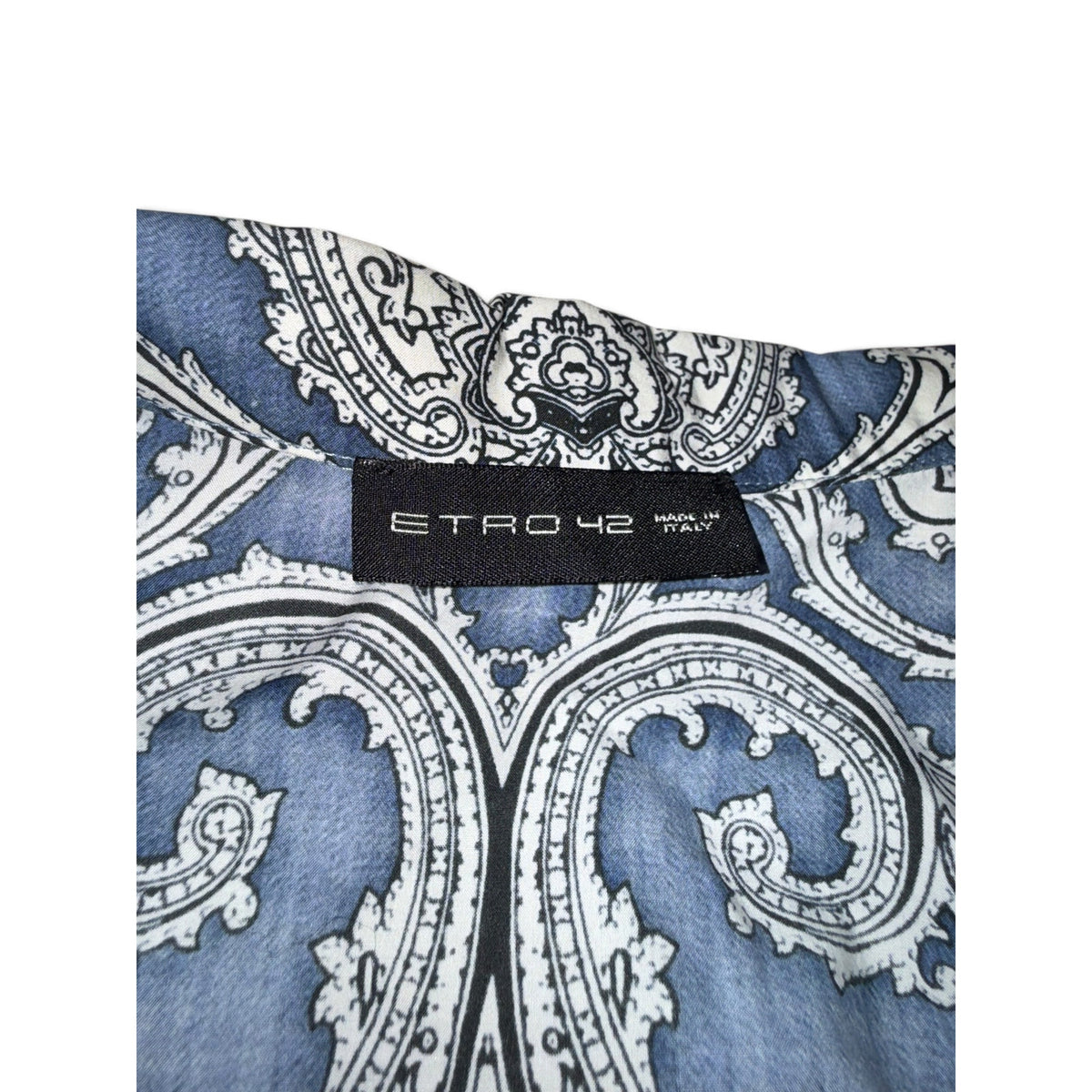 Etro Blue and White Paisley Cotton Tunic Top, Size 42/ US 6