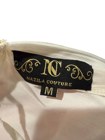 New Nazila Couture Sheer Gold-Trimmed Maxi Skirt, size Medium