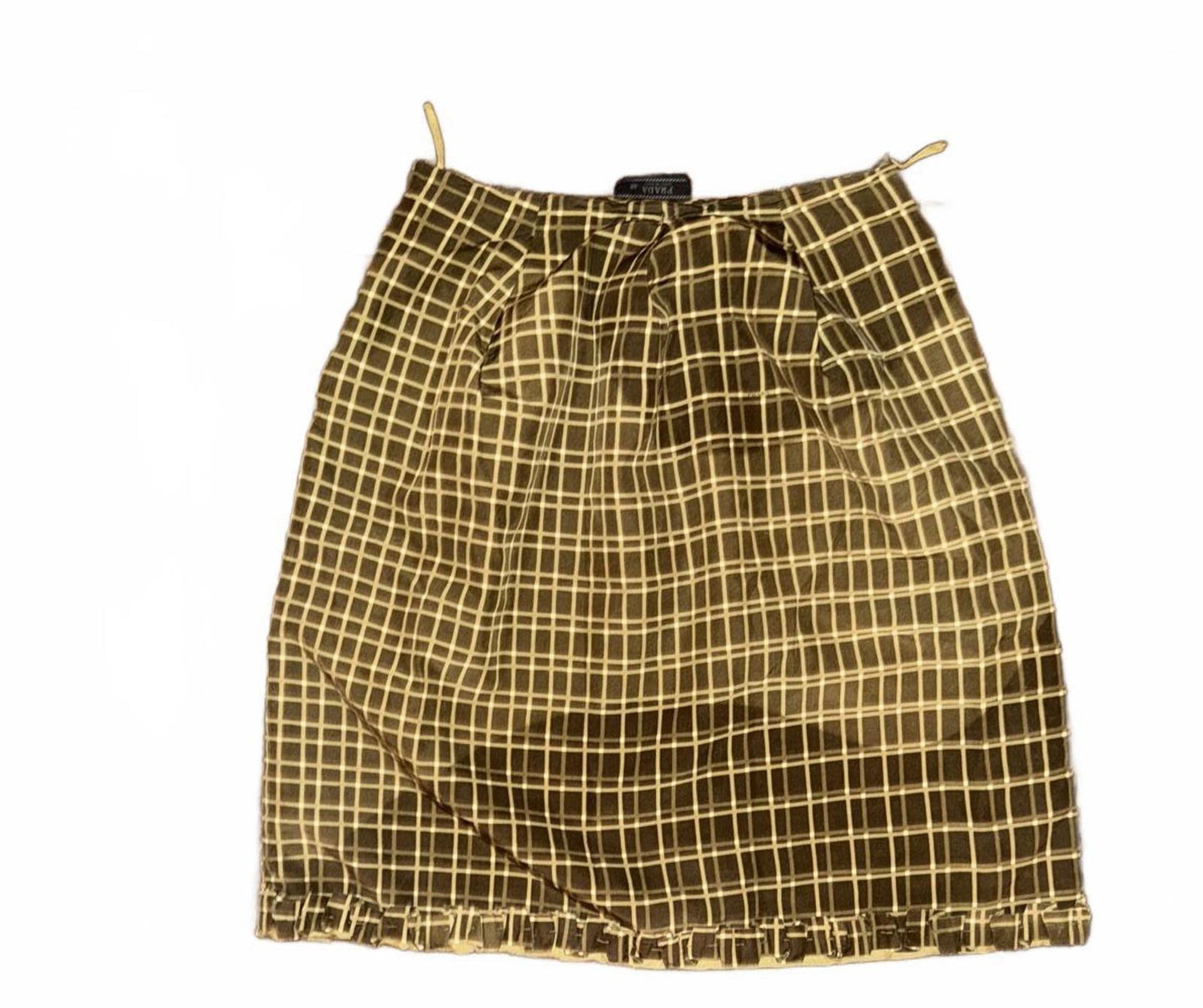 Vintage Prada Silk Blend Women's Skirt with Checkered Pattern, IT 40 (US 4)