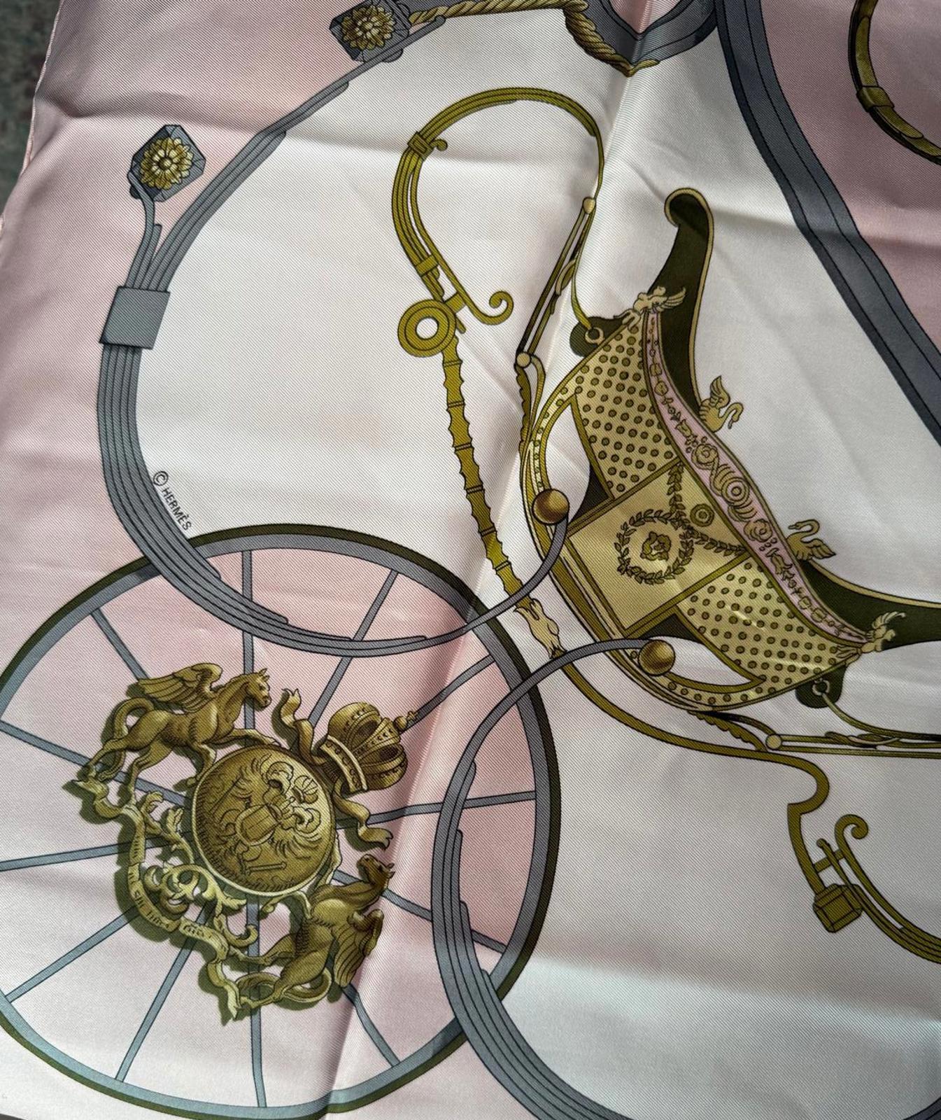 Hermès Paris Pink Silk Scarf with Springs Design