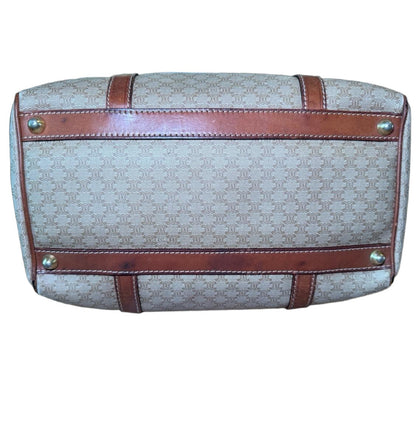 Celine Womens Brown Tan 2007 Boston Bag Triomphe Canvas Vintage Monogram