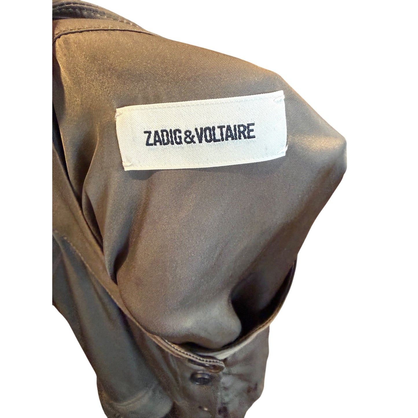 Zadig & Voltaire Womens Green Satin Shirt Dress M
