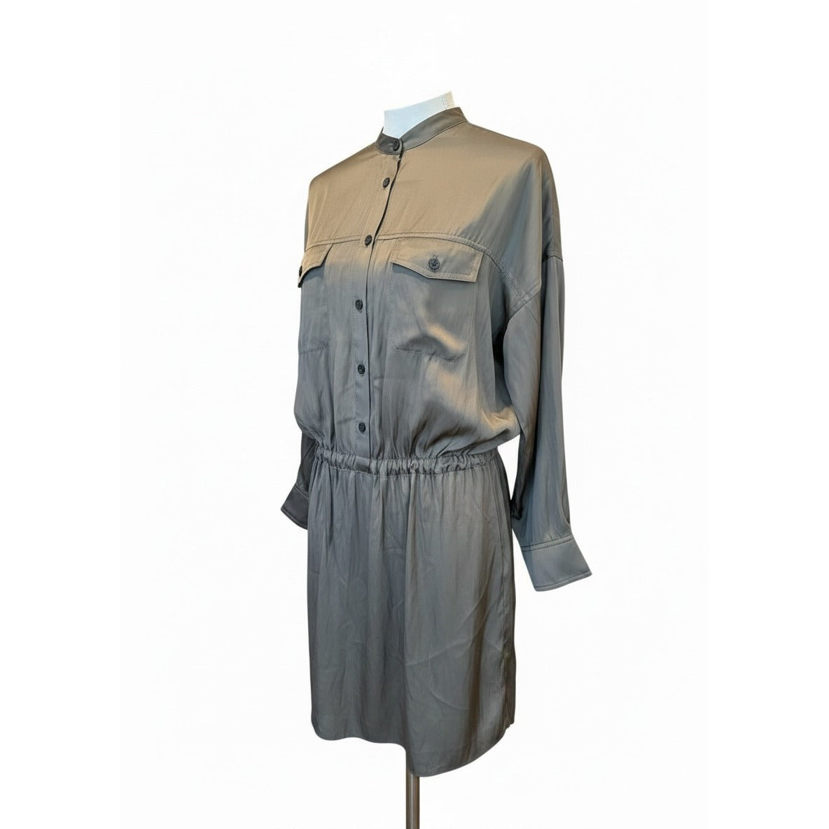 Zadig & Voltaire Womens Green Satin Shirt Dress M