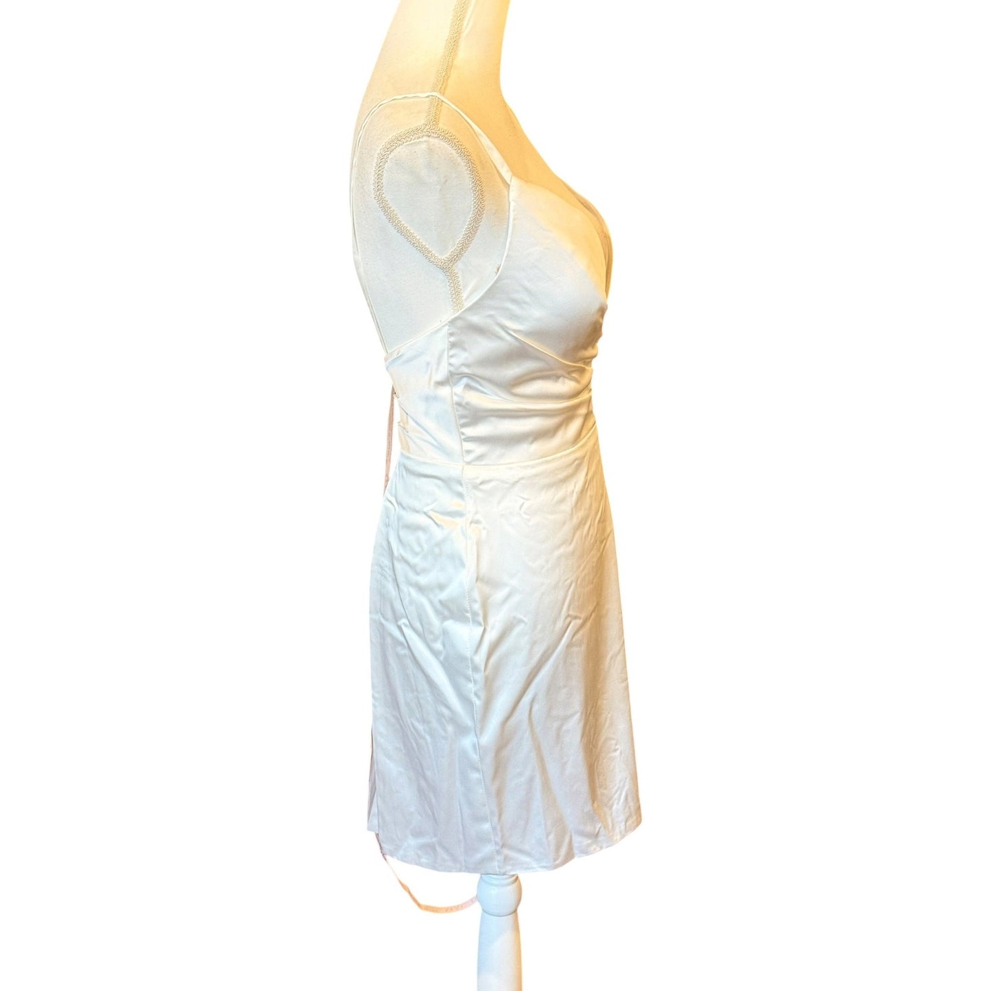 Ieena For Mac Duggal White Satin Wrap Dress Size 8 NWT