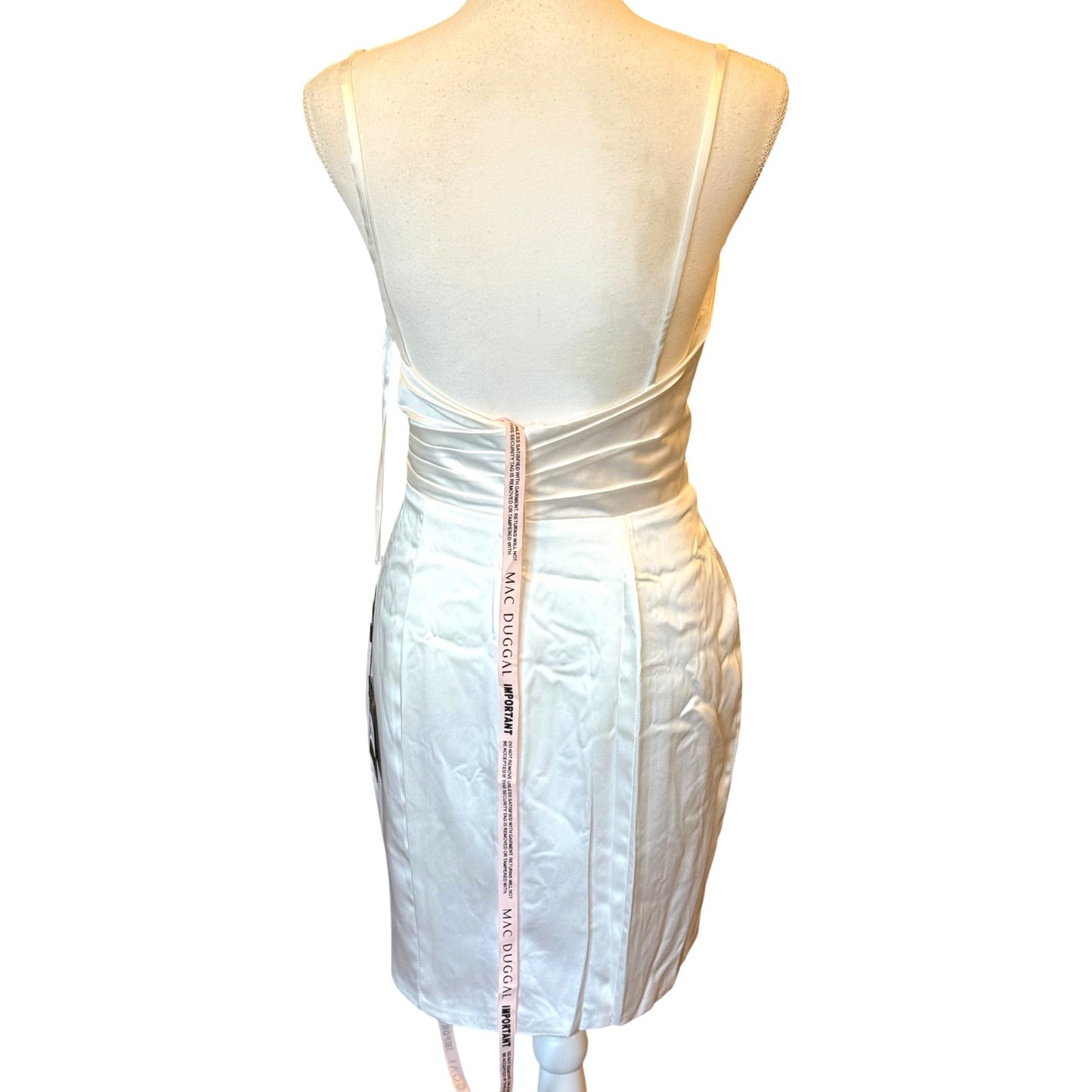 Ieena For Mac Duggal White Satin Wrap Dress Size 8 NWT