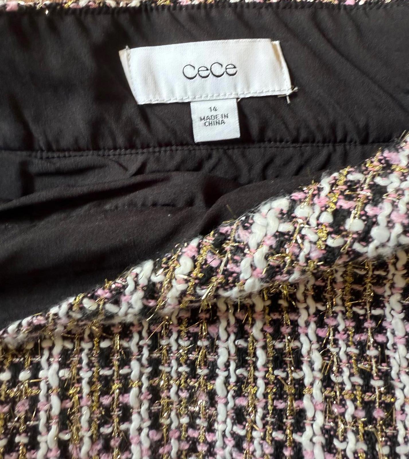 New CeCe Women's Tweed Pleated Mini Skirt Size 14