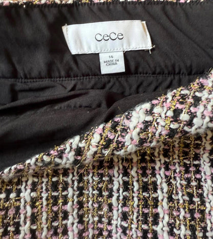 New CeCe Women's Tweed Pleated Mini Skirt Size 14