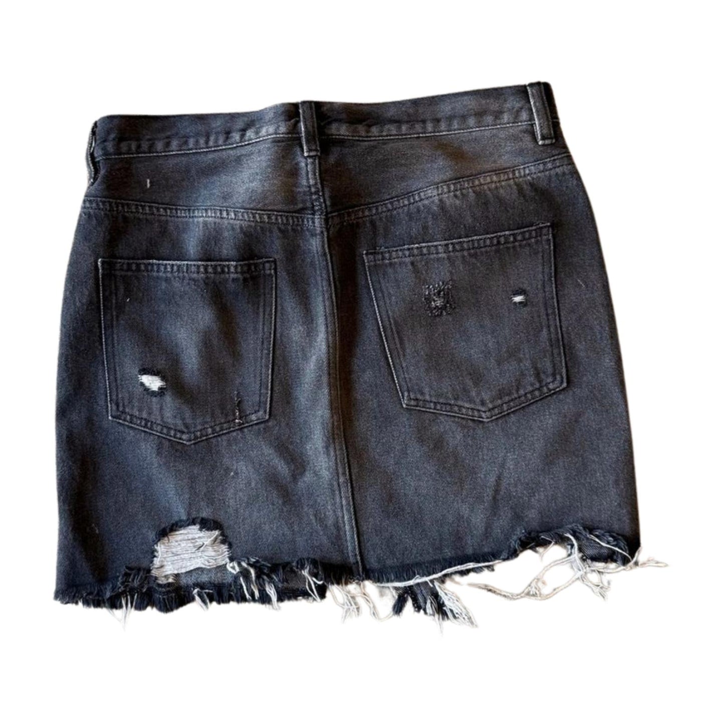We The Free Black Distressed Denim Mini Skirt, size 28/8
