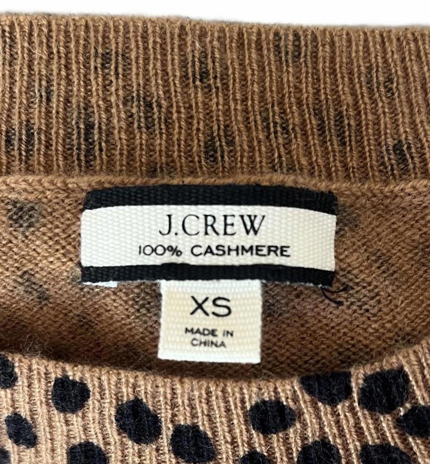 JCREW Brown and Black Spotted Long Sleeve Cashmere Sweater, XS