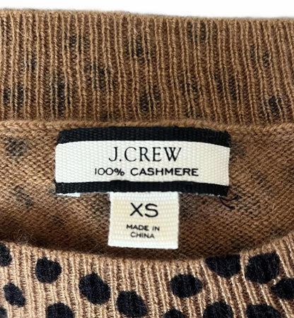 JCREW Brown and Black Spotted Long Sleeve Cashmere Sweater, XS
