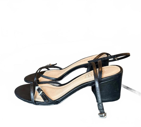 Schutz Black Strappy Block Heel Sandals, size 7.5