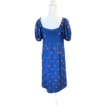 Farm Rio Strawberry Cross Stitch Midi Dress, Large NWT