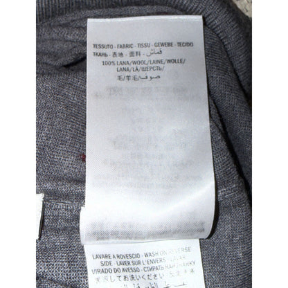 Gucci Gray Bee Embroidered V-Neck Wool Sweater, Small