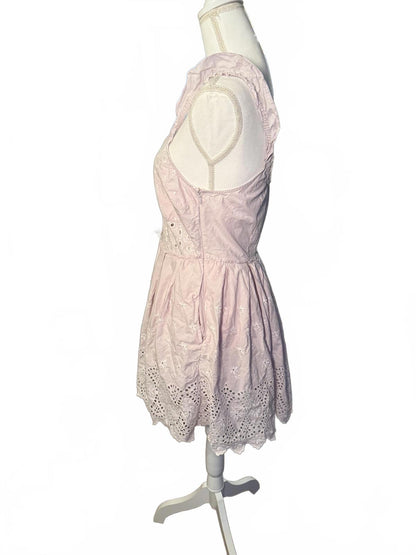 LoveshackFancy Pink Eyelet Lace Summer Dress, Size 6