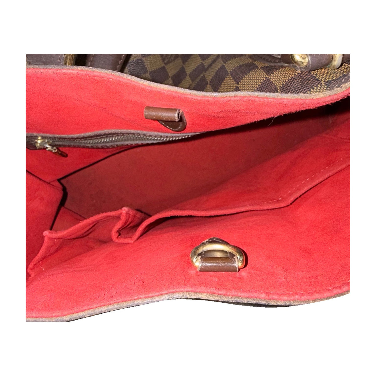 Louis Vuitton Hampstead MM Damier Ebene Tote with Red Lining