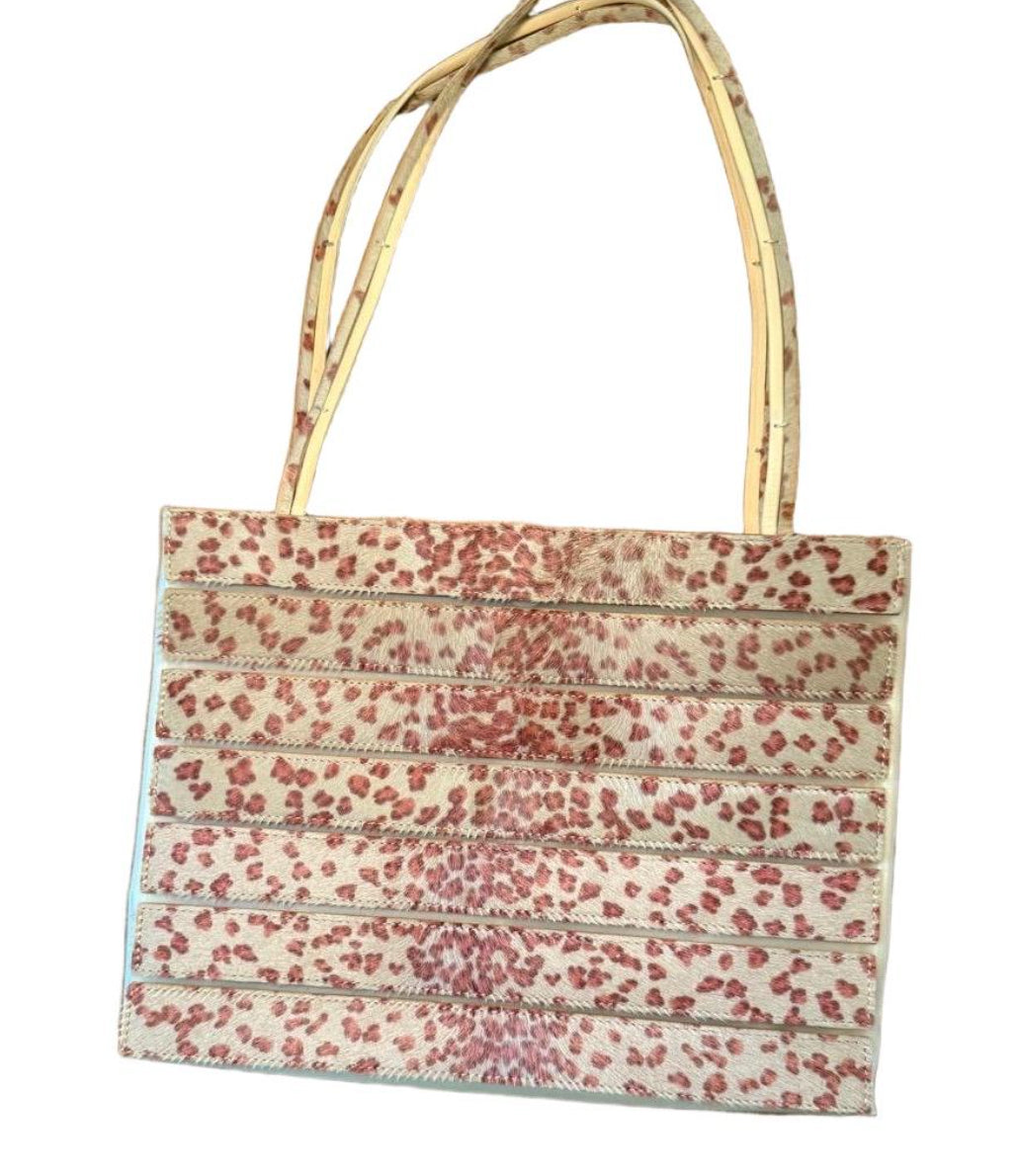 Bottega Veneta Tote Pink Cream Animal Print Pony Hair Rare