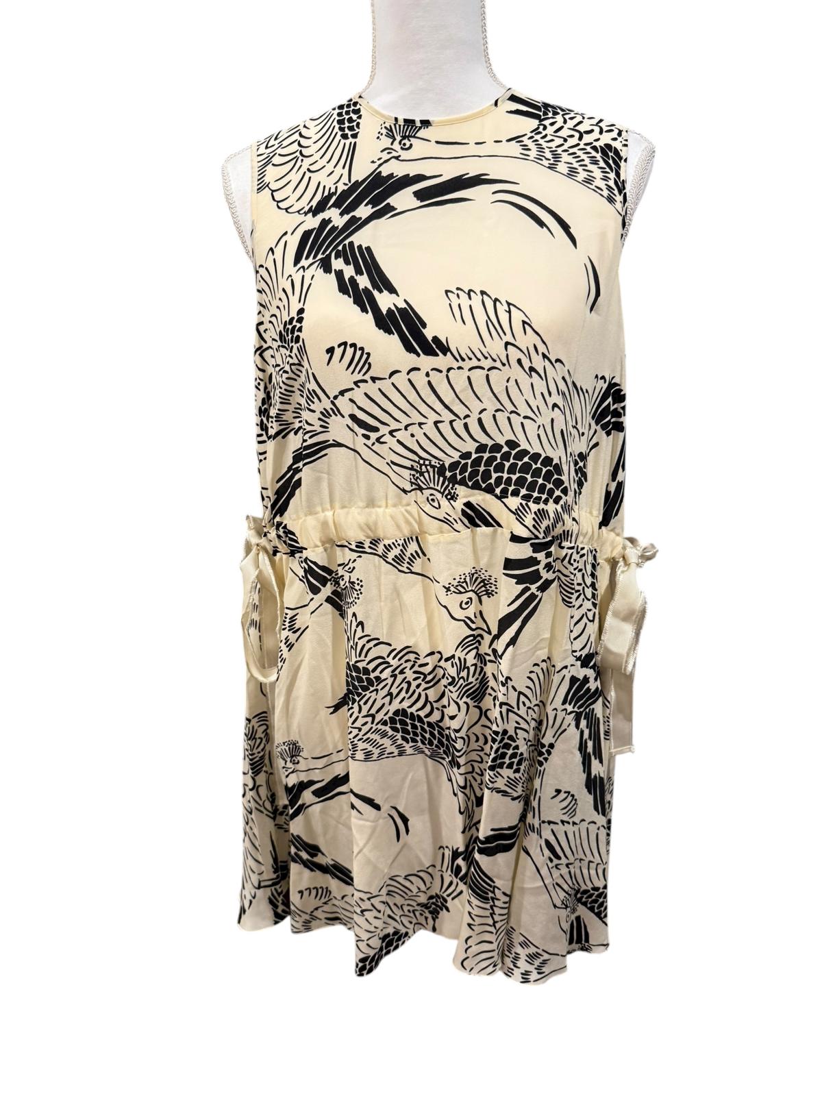 New RED Valentino Silk Bird Print Sleeveless Dress, Size 40 (US 4–6)