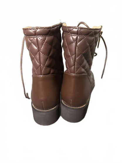 Ron White New Brown Quilted Lace-Up Boots with Side Zipper, size 36.5/US 6