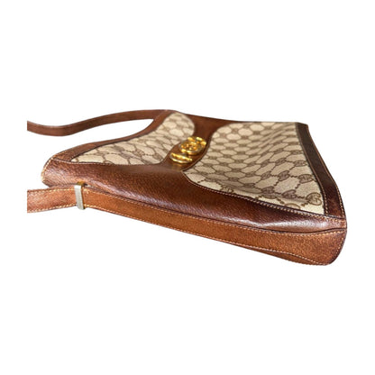 Rare Vintage 1970's Gucci Horsebit Canvas and Leather Shoulder bag