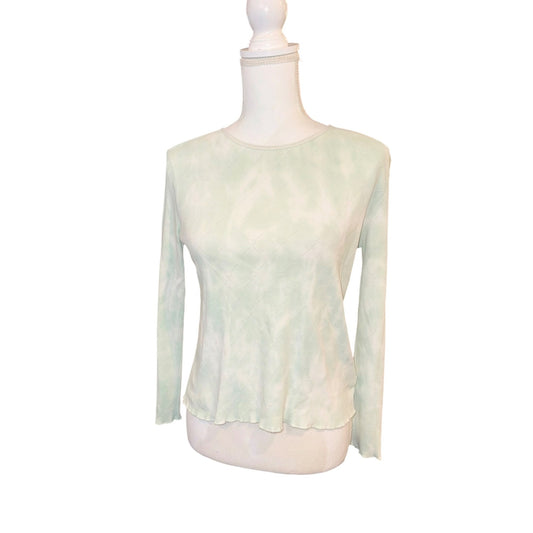 LoveShackFancy Green Diamond Knit Long Sleeve Cotton Top Womens S