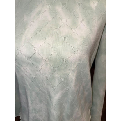 LoveShackFancy Green Diamond Knit Long Sleeve Cotton Top Womens S