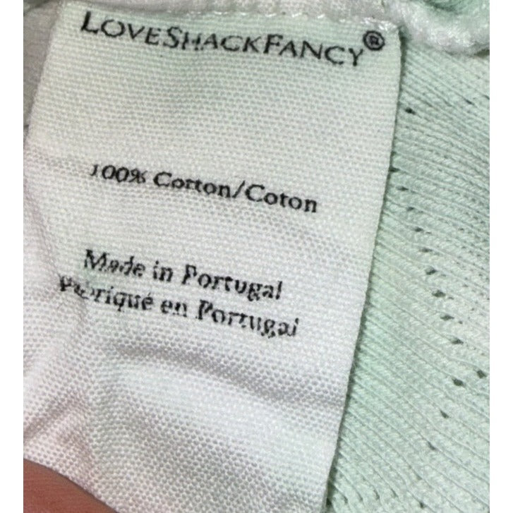 LoveShackFancy Green Diamond Knit Long Sleeve Cotton Top Womens S