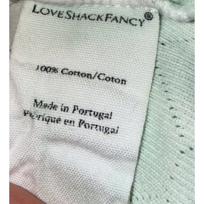 LoveShackFancy Green Diamond Knit Long Sleeve Cotton Top Womens S